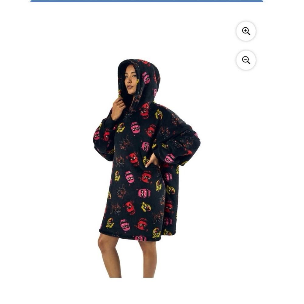 Five Nights At Freddy's Neon Character Heads Oversized Wearbable Hooded Blanket